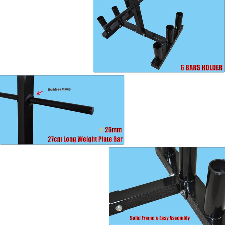 Olympic Barbell And Weight Plate Storage Rack - Home Gym - Store All Types Plate