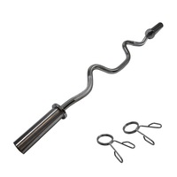 Olympic Super Curl Bar - 120cm - 48inch Chrome Barbell Weight - 2 Free Collars