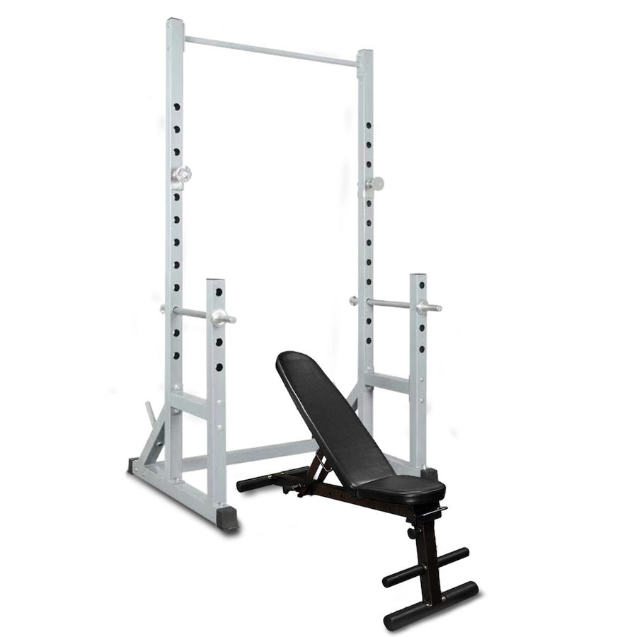 Power Cage - Power Rack - Squat Rack - Bench Press Chin Up + Adjust Weight Bench