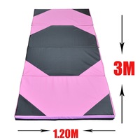 Super Large 300cm x 120cm Gymnastics Folding Gym Yoga Exercise Mat - Pink/Black