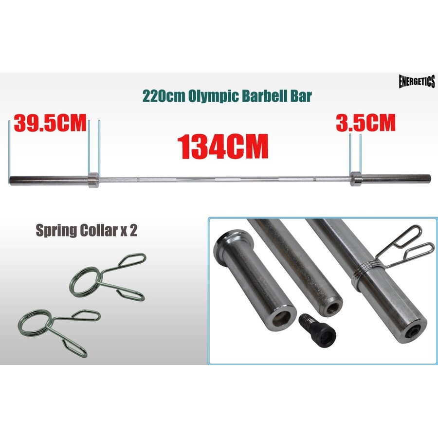 Total 106kg - 220cm Olympic Barbell Weight Set - Rubber Coated Weight Plate