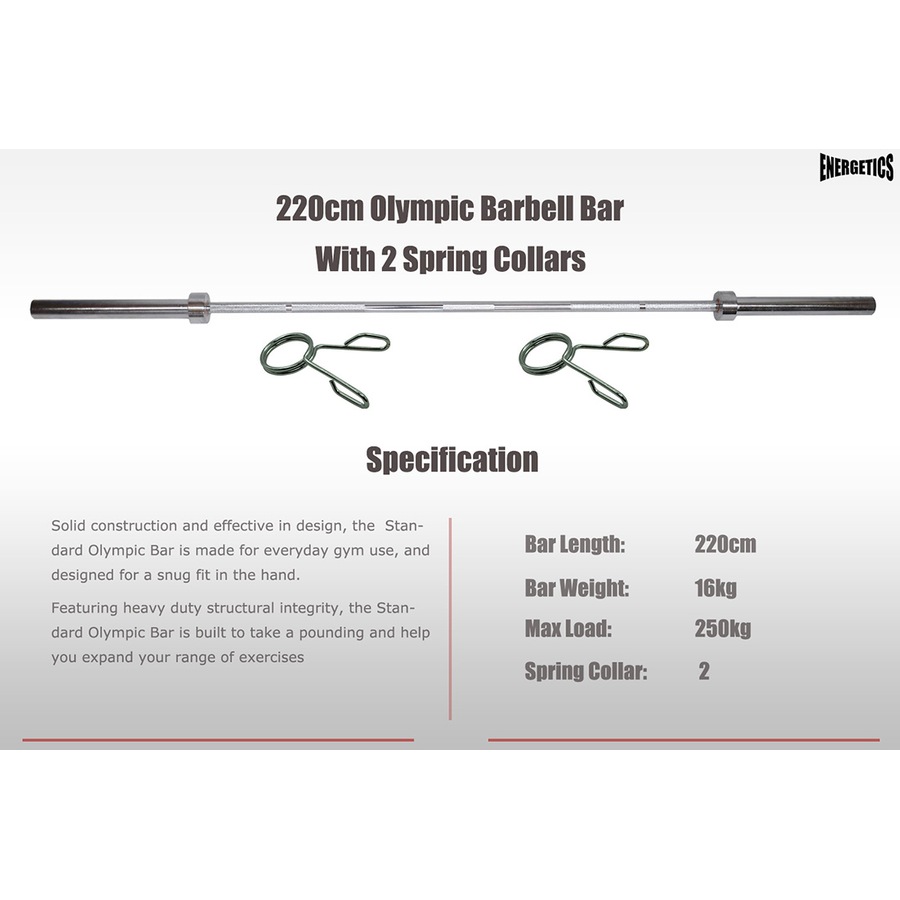 Total 106kg - 220cm Olympic Barbell Weight Set - Rubber Coated Weight Plate