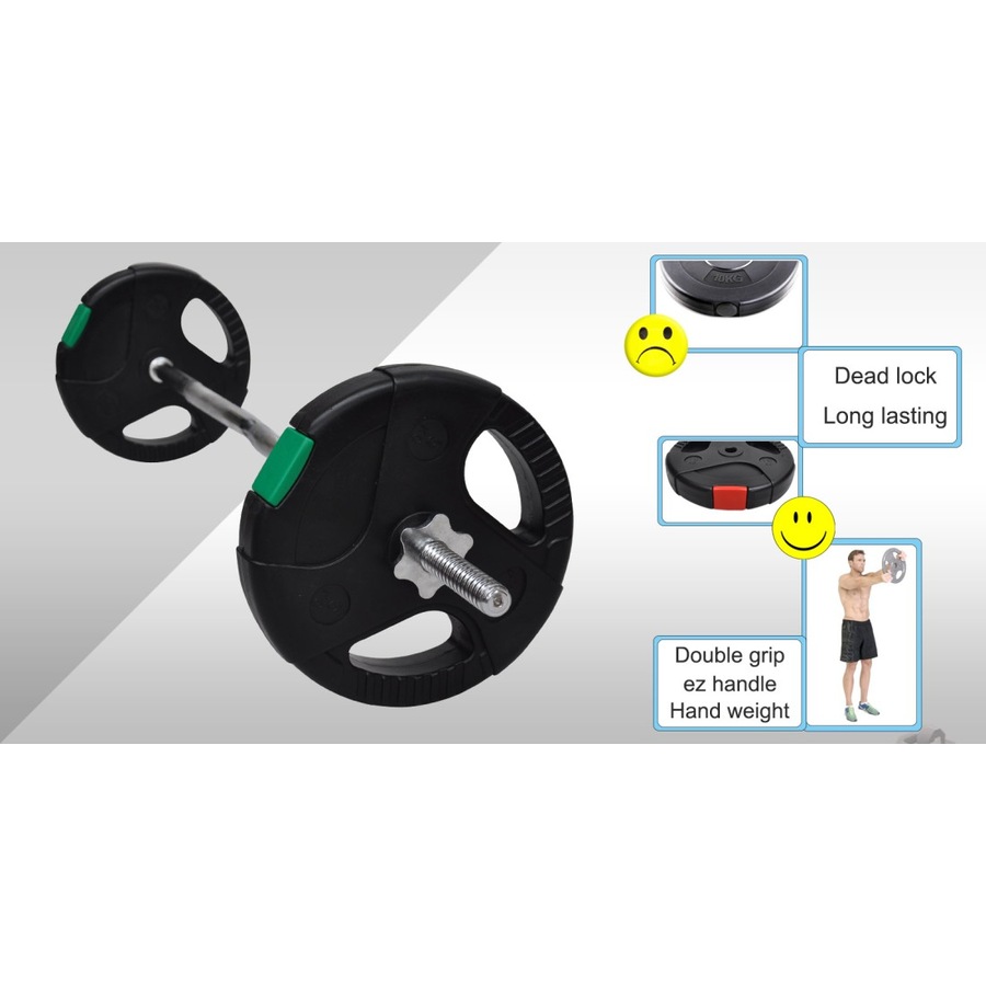 Total 15kg - 120cm Curl Barbell Bar Weight Set + 5kg x 2 Weight Plate