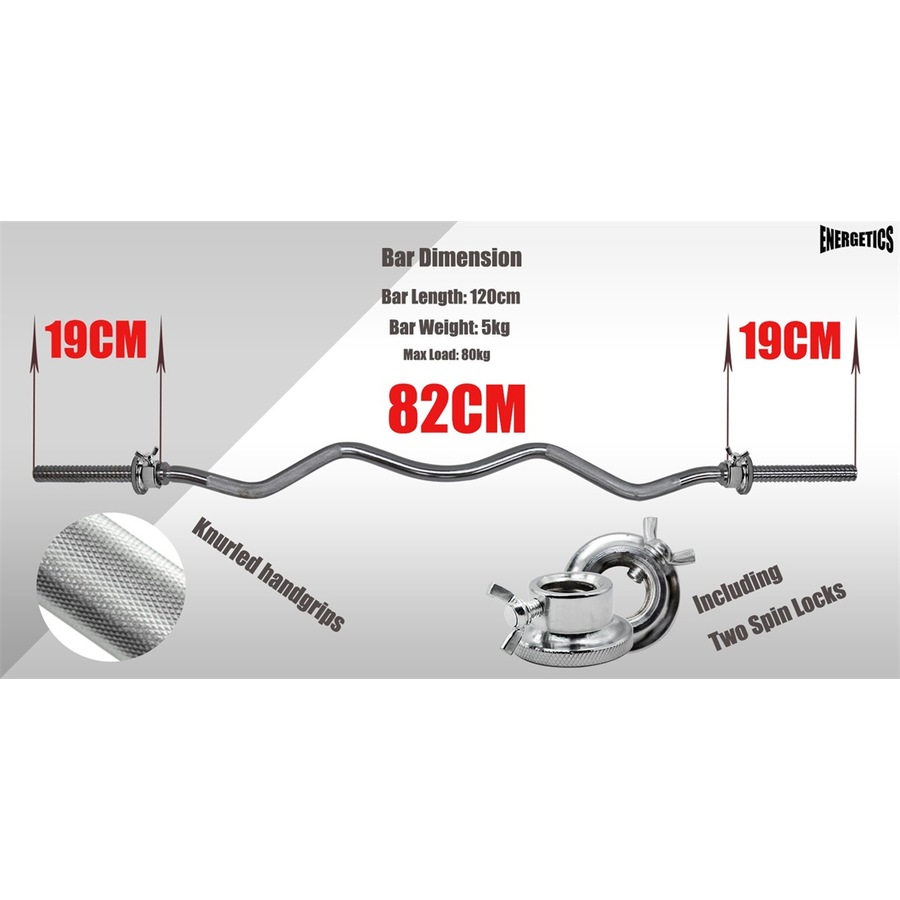 Total 15kg - 120cm Curl Barbell Bar Weight Set + 5kg x 2 Weight Plate