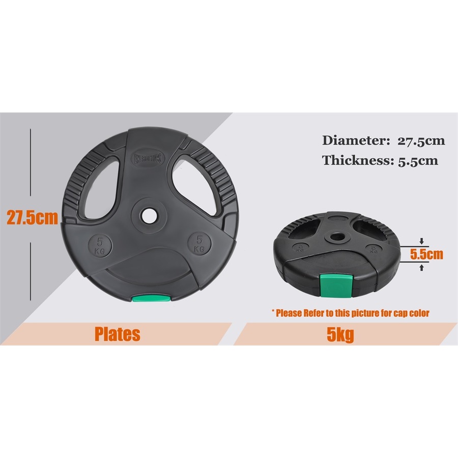 Total 15kg - 120cm Curl Barbell Bar Weight Set + 5kg x 2 Weight Plate
