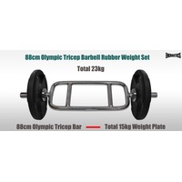 Total 23kg - 88cm Olympic Tricep Barbell Weight Set - Rubber Coated Weight Plate