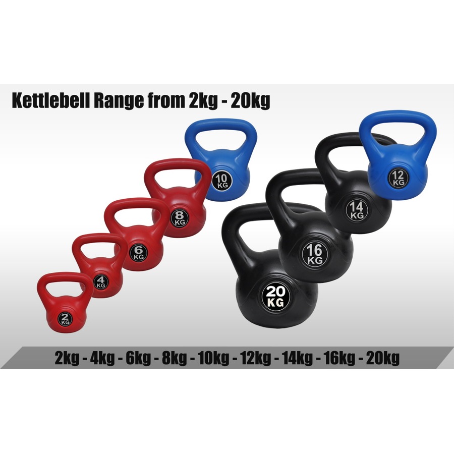 Total 24kg Kettlebell Weight Set - 4kg x 2 + 8kgx 2 - Home Gym Training Kettle Bell Exercise