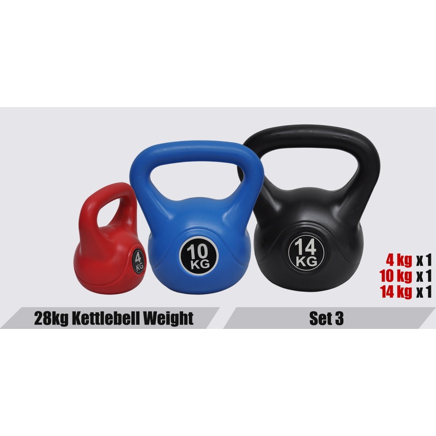 4 + 10 + 14 kg - Total 28kg Kettlebell Weight - Home Gym Training Kettle Bell