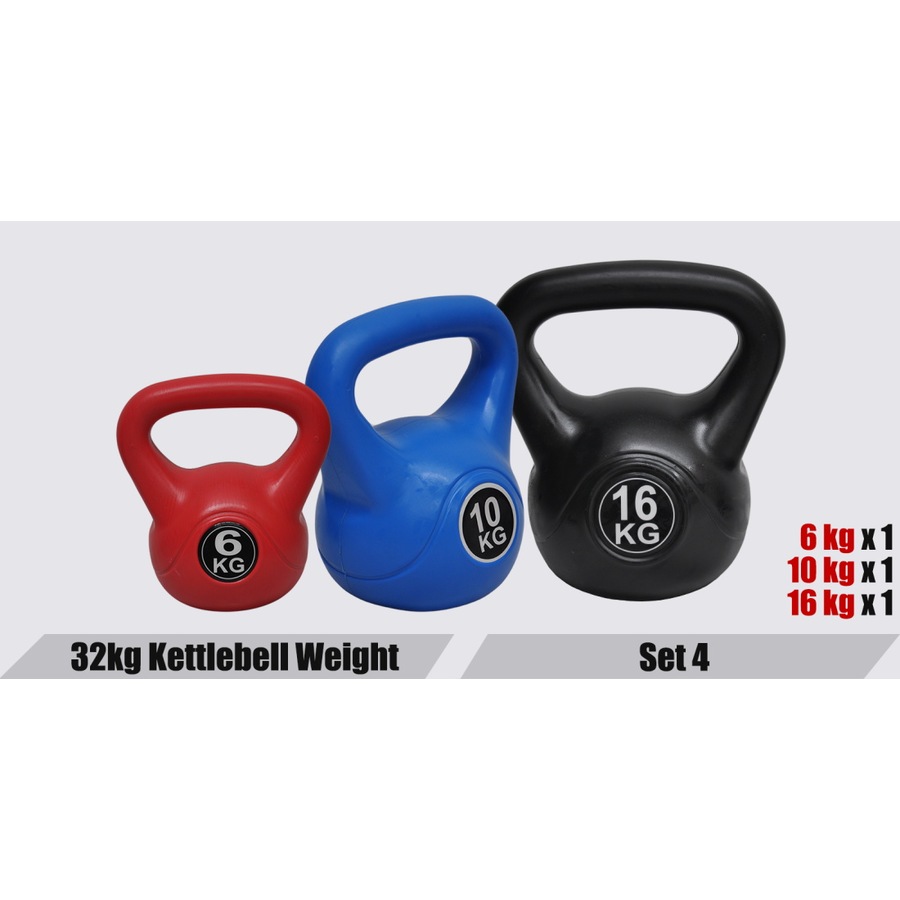 6+10+16kg - Total 32kg Kettlebell Weight Set - Home Gym Kettle Bell