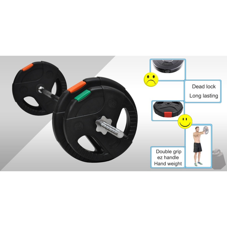 Total 33kg Barbell Weight Set - 180cm Barbell Bar + 7.5kgx2 & 5kgx2 Weight Plate