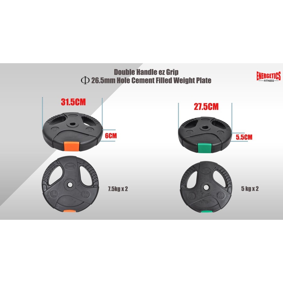 Total 33kg Barbell Weight Set - 180cm Barbell Bar + 7.5kgx2 & 5kgx2 Weight Plate