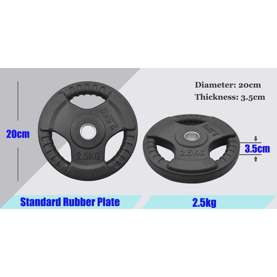 Total 40kg Set8 Standard 26.5MM Rubber Coated Weight Plate Set - Commercial Grade