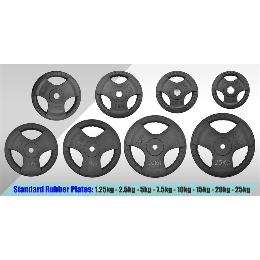 Total 40kg Set8 Standard 26.5MM Rubber Coated Weight Plate Set - Commercial Grade