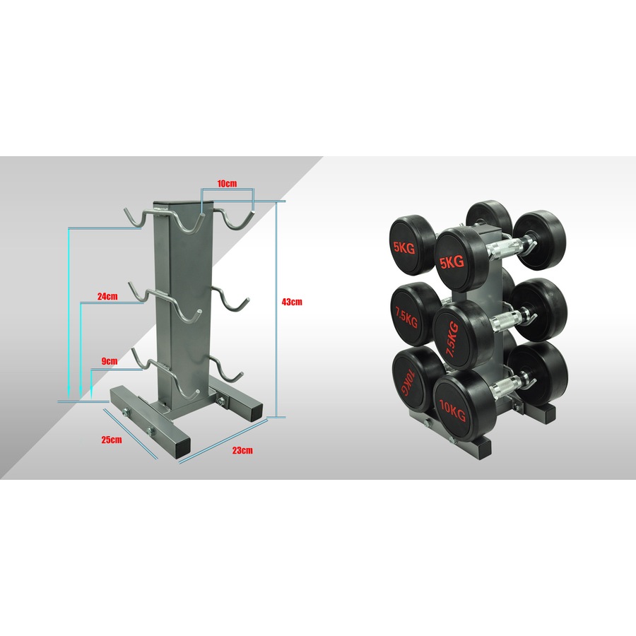 Total 45kg - Rubber Coated Dumbbell Weight Set - Commercial Grade