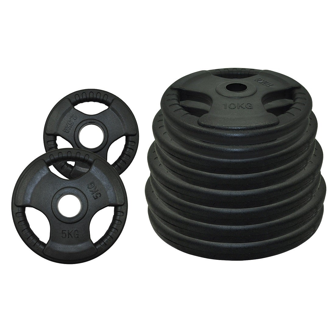 Total 60kg Olympic Rubber Coated Cast Iron Weight Plate Set - Commercial Grade