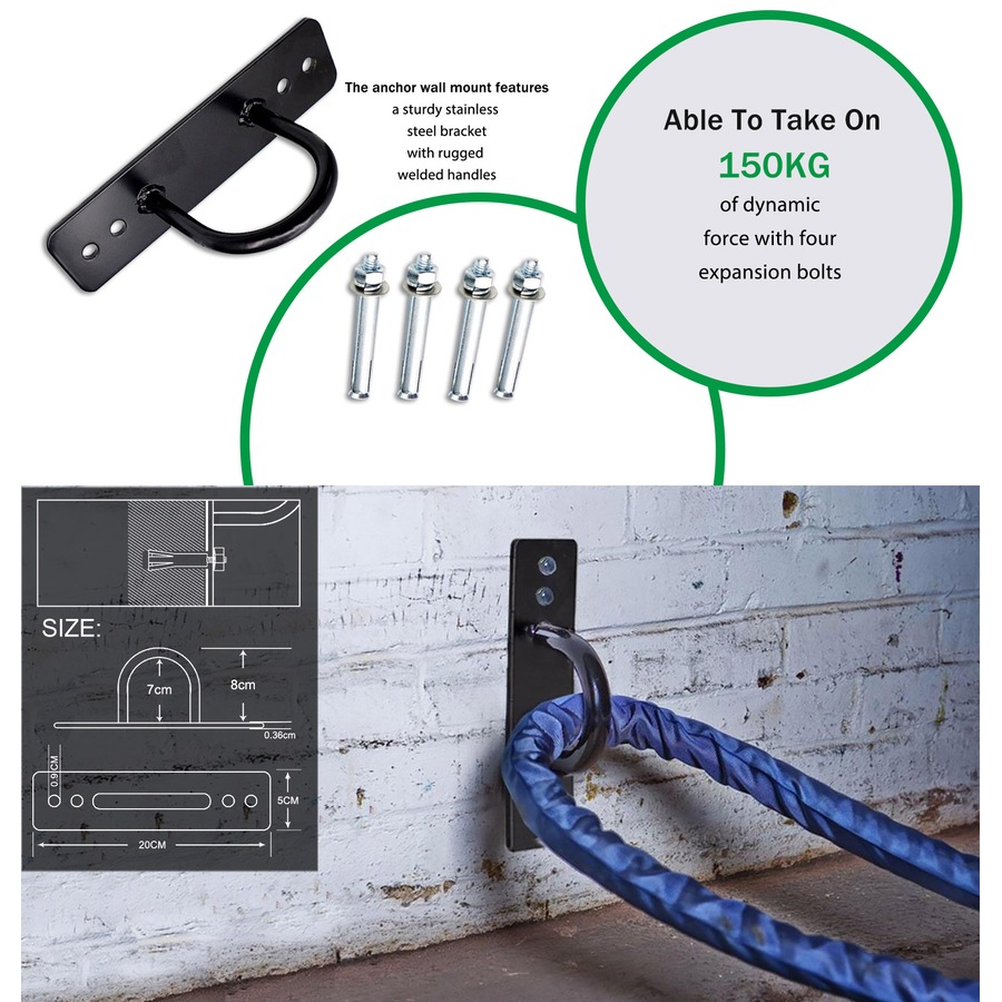 Wall/Ceiling Mount Anchor Bracket Hook - Battle Rope Suspension Straps Crossfit