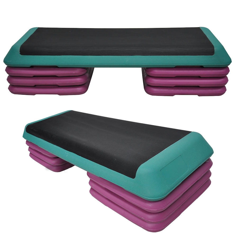 Aerobic Step - 110cm*40cm Cardio Exercise Stepper - 6 x Riser Block + 1 Green Stepper - Home Gyms and Fitness Training