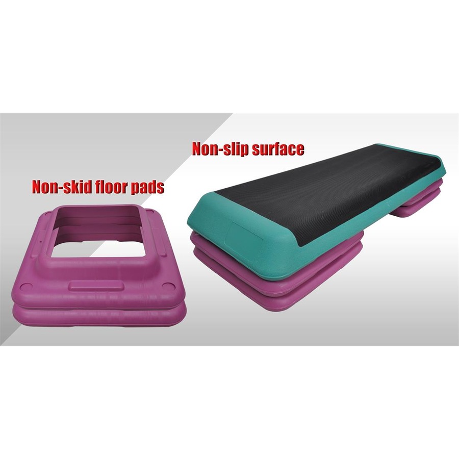 Aerobic Step - 110cm*40cm Cardio Exercise Stepper - 6 x Riser Block + 1 Green Stepper - Home Gyms and Fitness Training