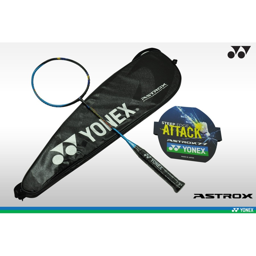 Yonex Badminton Racquet - Astrox 77 (Blue) 3U5 - Two Free Grips
