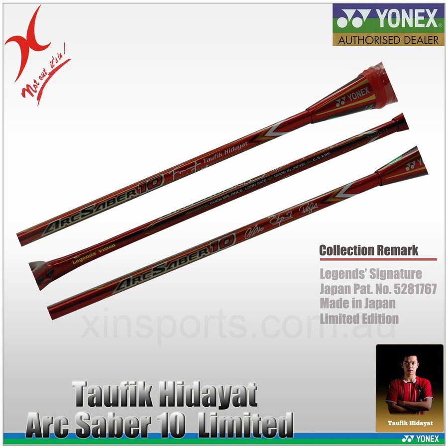 Yonex Badminton Racquet - Legends Vision - Arcsaber 10 - 3u4 - Taufik Hidayat Limited+1 Free Grip
