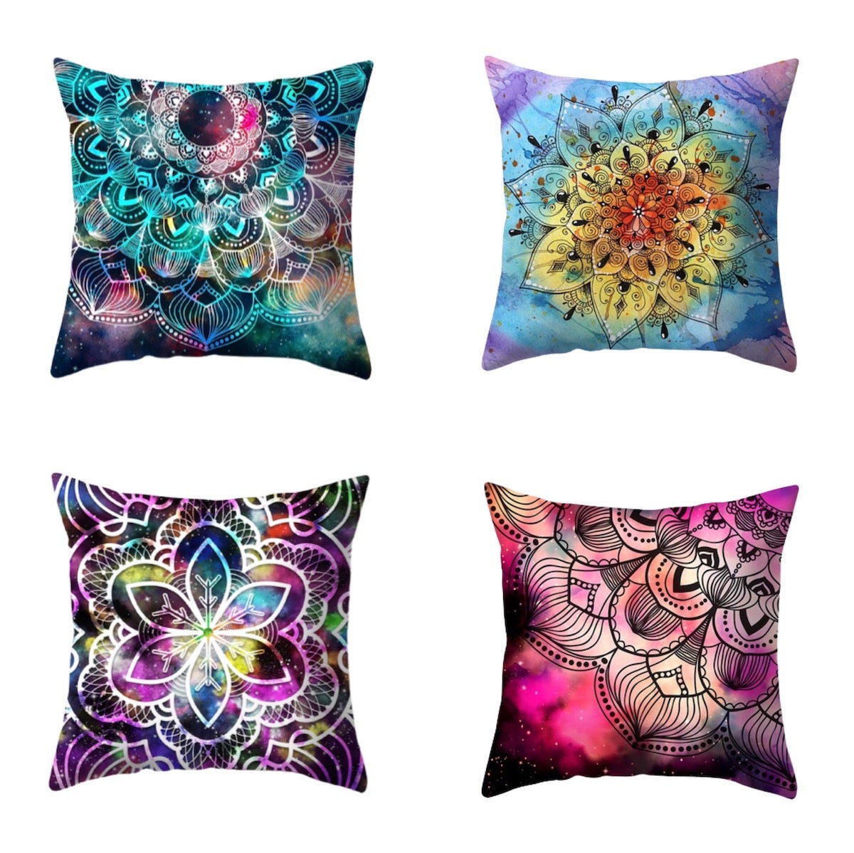Aqua Floral Cushion Cover Colorful Waist Bed Throw Pillowcase 45x45cm
