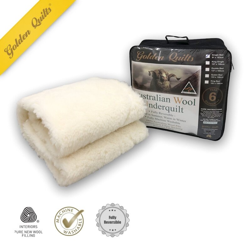Buy 600GSM Fully Reversible Wool Underlay Underquilt Topper Australian