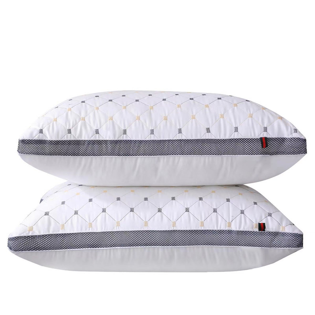 Twin Pack Hotel Quality Pillow Checked Ultra Plush Soft Home Bed Pillow