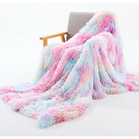 Ultra Soft Long Shaggy Plush Rainbow Throw Blanket 130 x 160cm