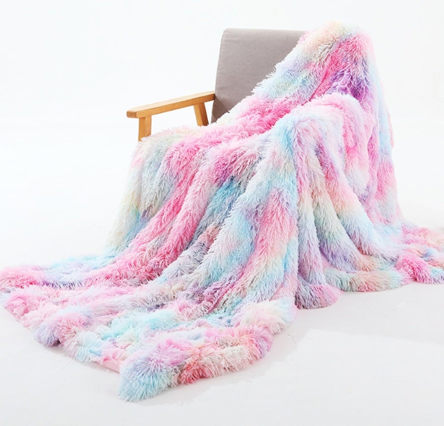 Ultra Soft Long Shaggy Plush Throw Blanket Single 130 x 160cm Pink