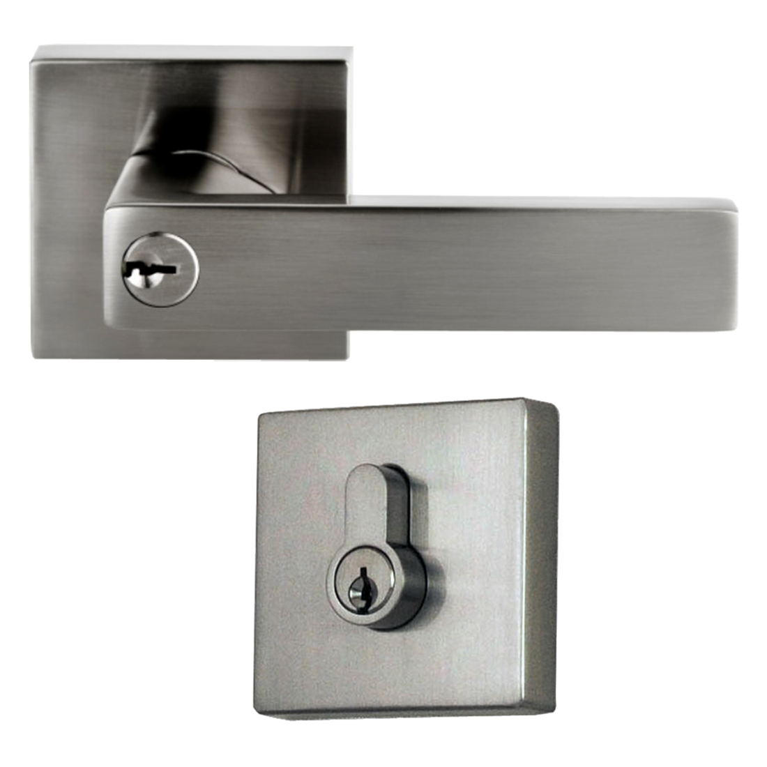 Nidus Project Lonsdale Square Combo Door Lock Set Deadbolt Key Brushed Nickel