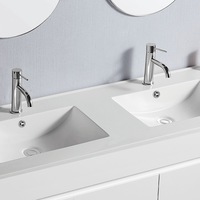 Vellena 1500mm PVC Water Proof Matte White Wall Hung Bathroom Vanity Double Poly Marble Basin