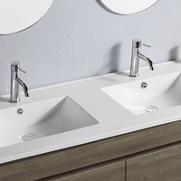 Vellena 1500mm PVC Water Proof Wash White Wall Hung Bathroom Vanity Double Poly Marble Basin