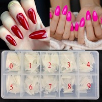 550Pcs Full Cover False Nails Fake Pointing Tips Clear Natural Nail + Box Beauty