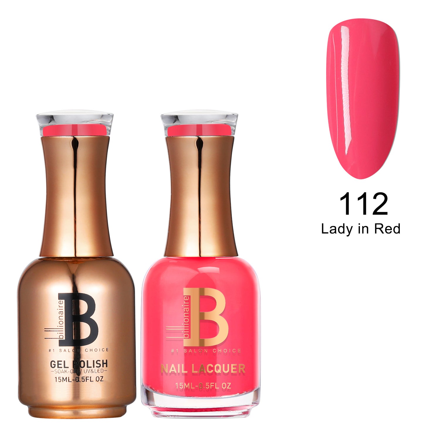 Billionaire Gel Polish UV LED & Nail Lacquer Duo 112 Lady In Red 15ml