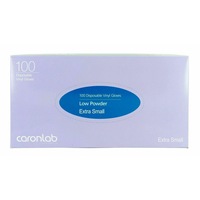 Caronlab Vinyl Disposable Gloves Low Powder Extra Small 100 Pack Size XS