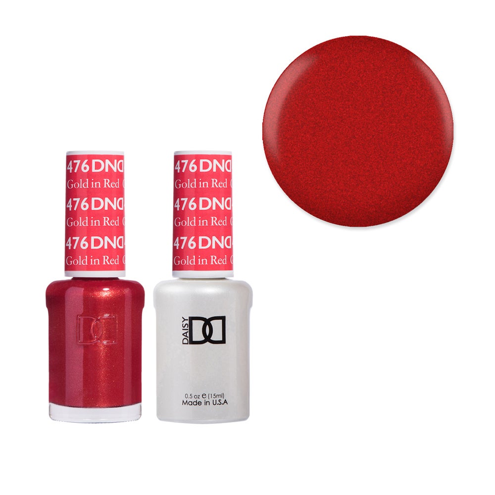 DND 476 Gold In Red - Daisy Collection Nail Gel & Polish Duo 15ml