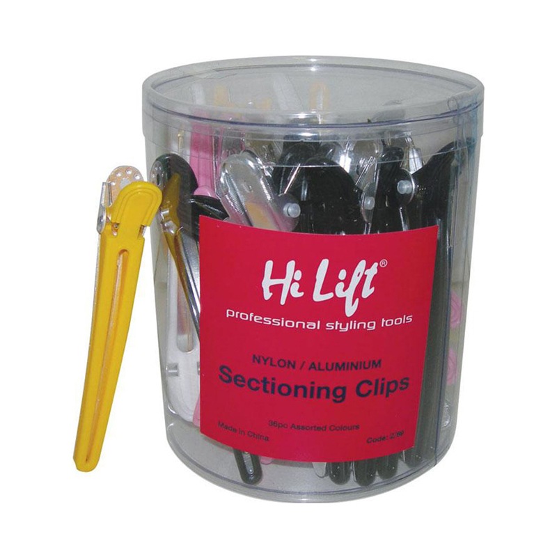 Hi Lift Professional Nylon Aluminium Sectioning Clips Assorted Color Hair 36 pcs