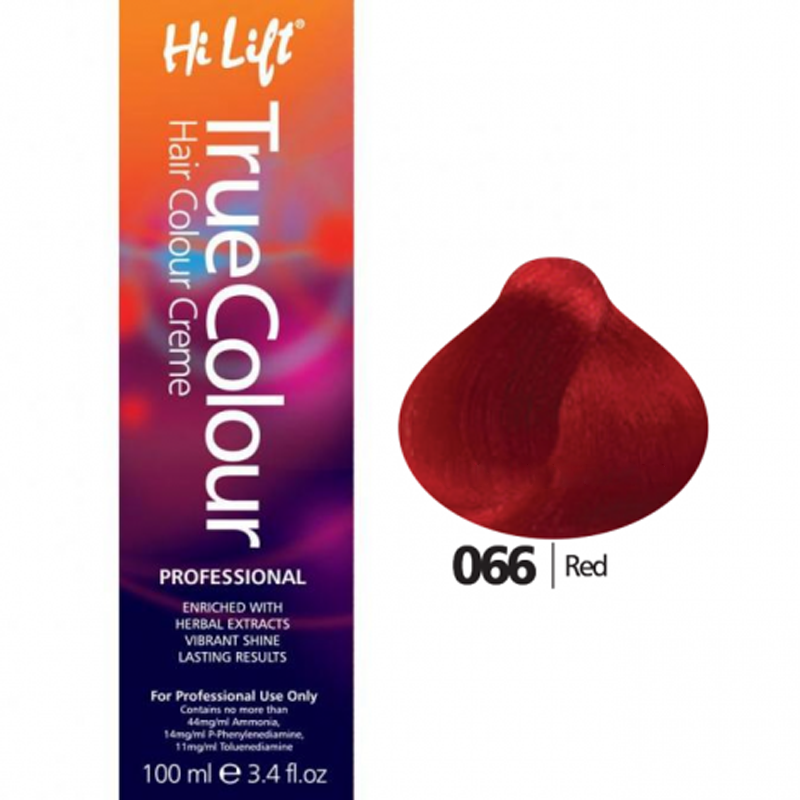 Hi Lift True Colour Permanent Hair Dye Cream Color 066 Red Intensifier 100ml