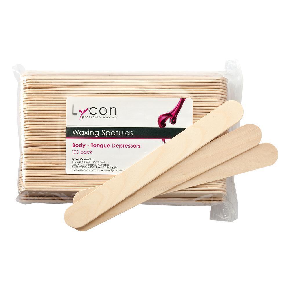 Lycon Disposable Wooden Spatula Large Tongue Depressors 100 Pack Wax Sticks
