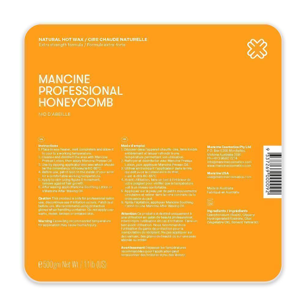 Mancine Honey Comb Hard Hot Wax XXX Waxing Hair Removal 500g Tray Pallet
