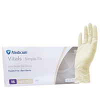 Medicom - Latex Powder Free Nail Gloves Natural Size M (Medium) 1000pcs