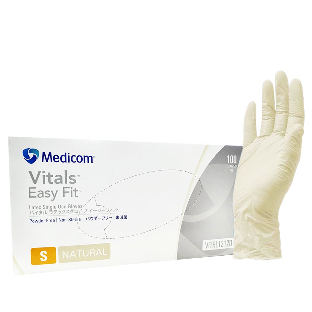 Medicom Vitals Easy Fit Latex Powder Free Gloves Natural Size S Small 1000pcs