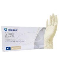Medicom Vitals Easy Fit Latex Powder Free Gloves Natural Size XL 100pcs