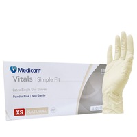 Medicom Vitals Easy Fit Latex Powder Free Gloves Natural Size XS 1000pcs