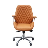 Salon Client Chair Arm Rest 3219B Hydraulic Massage Swivel Leather PU Cappuccino