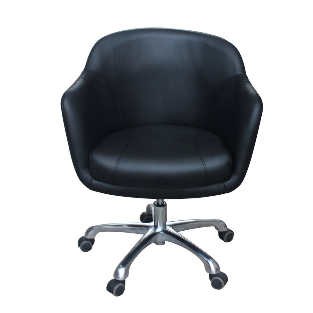 Salon Client Chair Arm Rest Round 201 Hydraulic Nail Swivel Leather PU Black