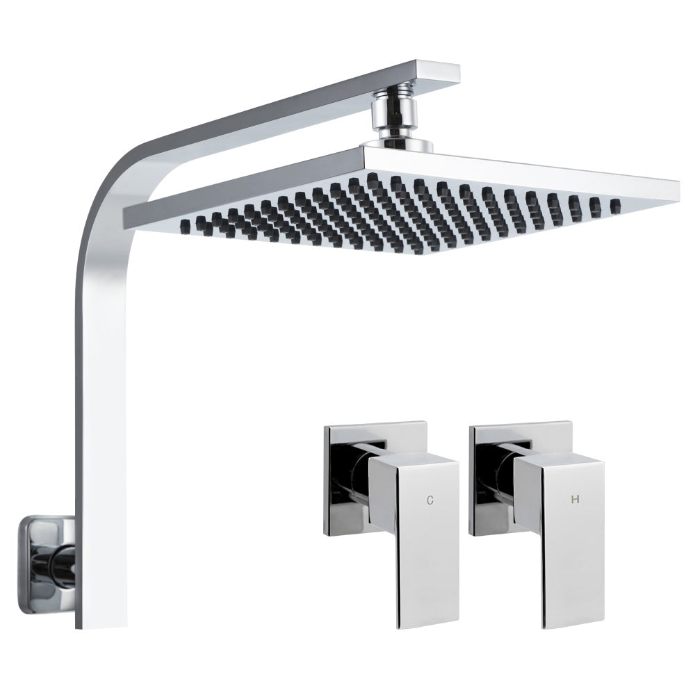 Cefito 10'' Rain Shower Head Set Handheld Square High Pressure Twins Tap Chrome main image 0