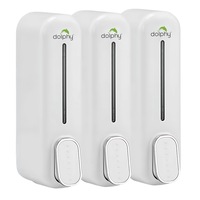 Dolphy Multi Compatible ABS Wall Mount Soap Dispenser 300ml (Pack of 3)- White