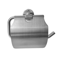 Dolphy Space Saving Heavy Duty Stainless Steel Toilet Roll Holder with Cover - Brushed Silver