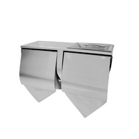 Stainless Steel Double Toilet Roll Holder with Shelf